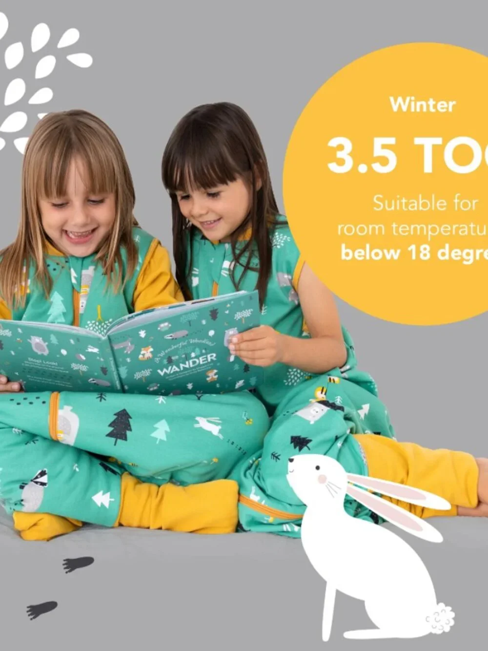 Organic Sleeping Bag with Feet & Foldable Feet Covers - 3.5 TOG